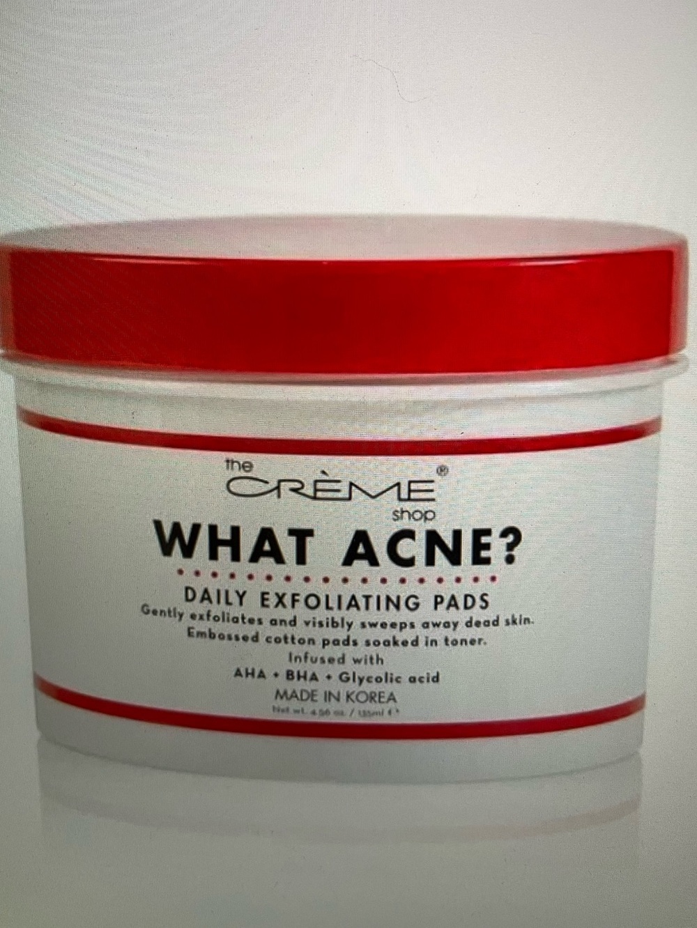 the CRÈME shop What Acne? Daily Exfoliating Pads — Red